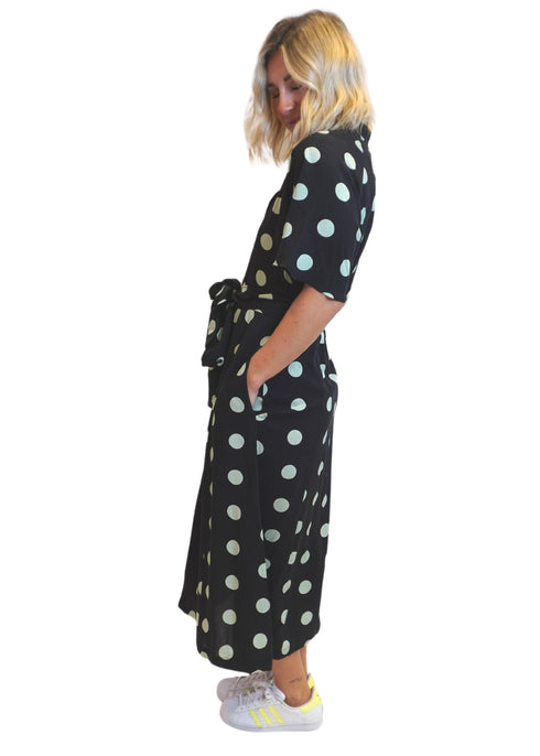 The Perfect Shirt Dress - Midnight Mint Polka